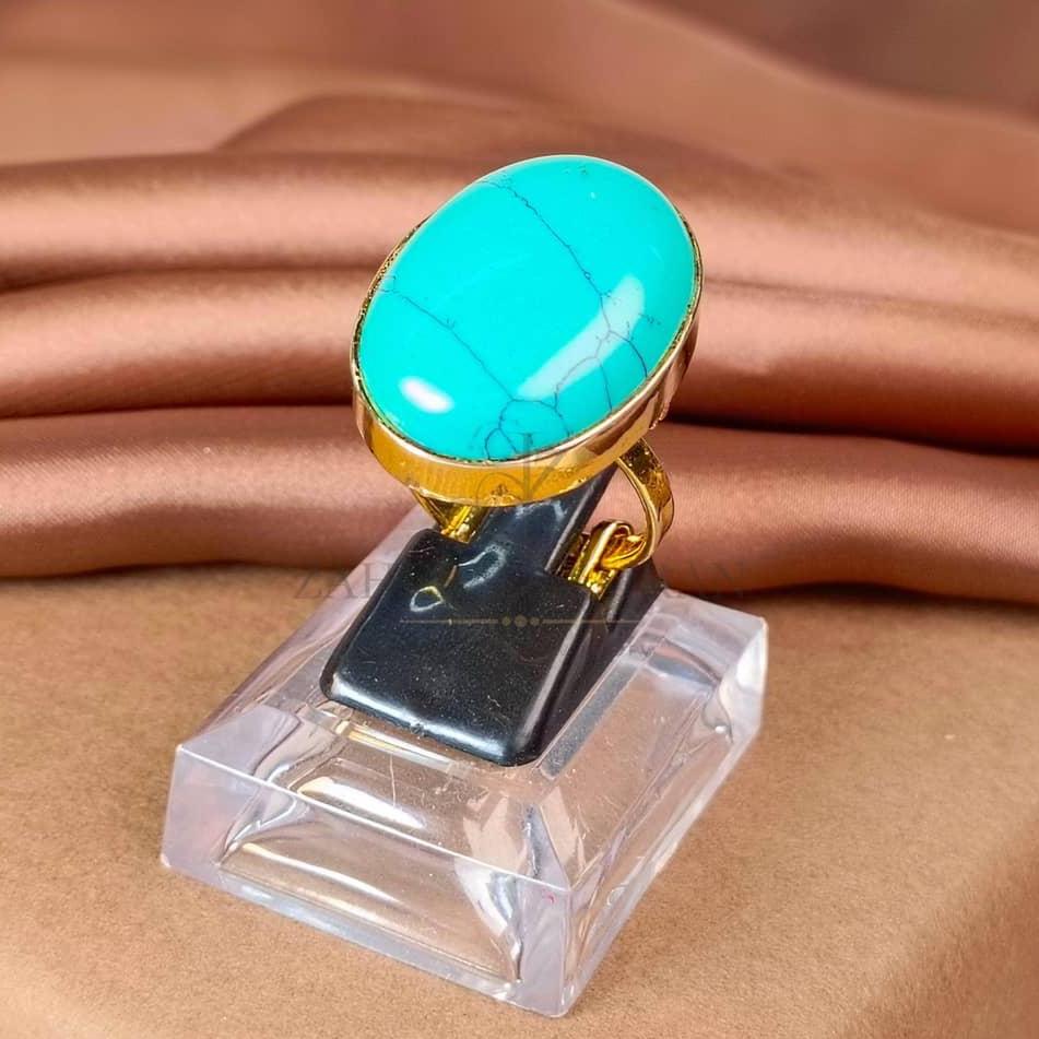 Premium Synthetic Firoza Ring [ Firoza Stone Ring with Certificate]