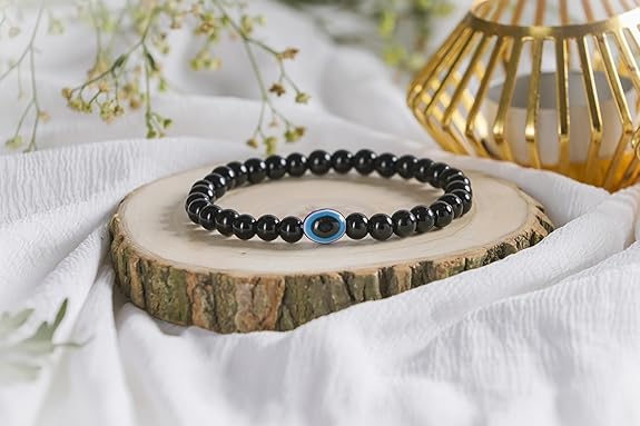 Black Tourmaline & Evil Eye Bracelet