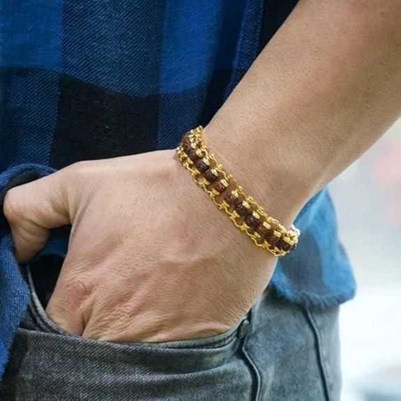 Gold Plated Rudraksha Bracelet