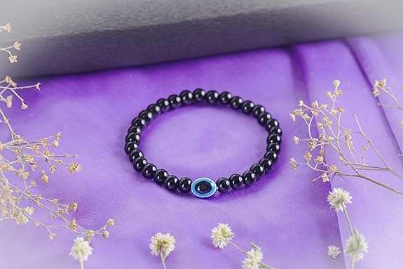 Black Tourmaline & Evil Eye Bracelet