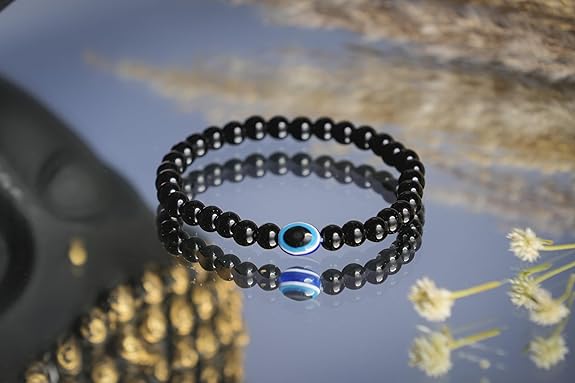 Black Tourmaline & Evil Eye Bracelet