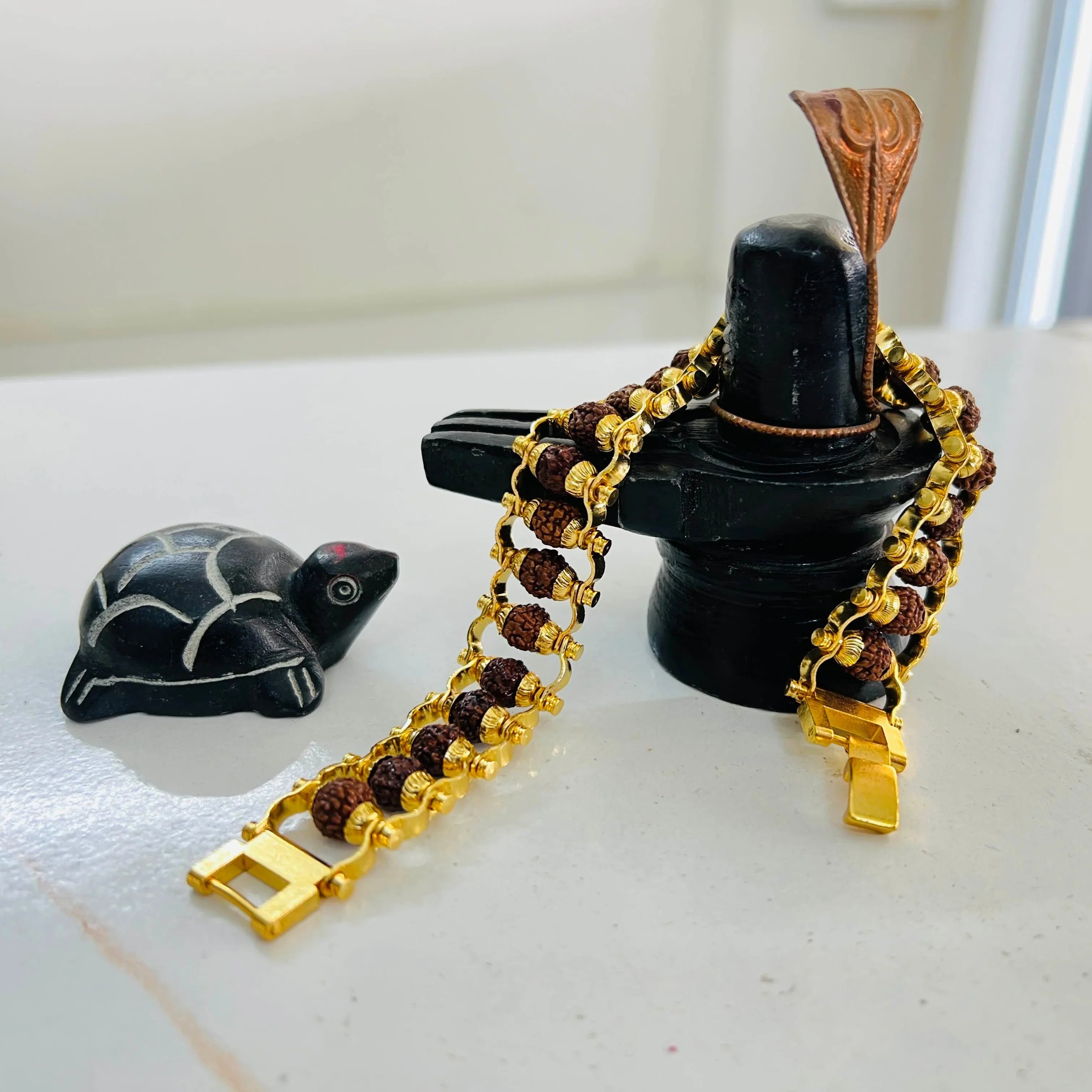 Gold Plated Rudraksha Bracelet