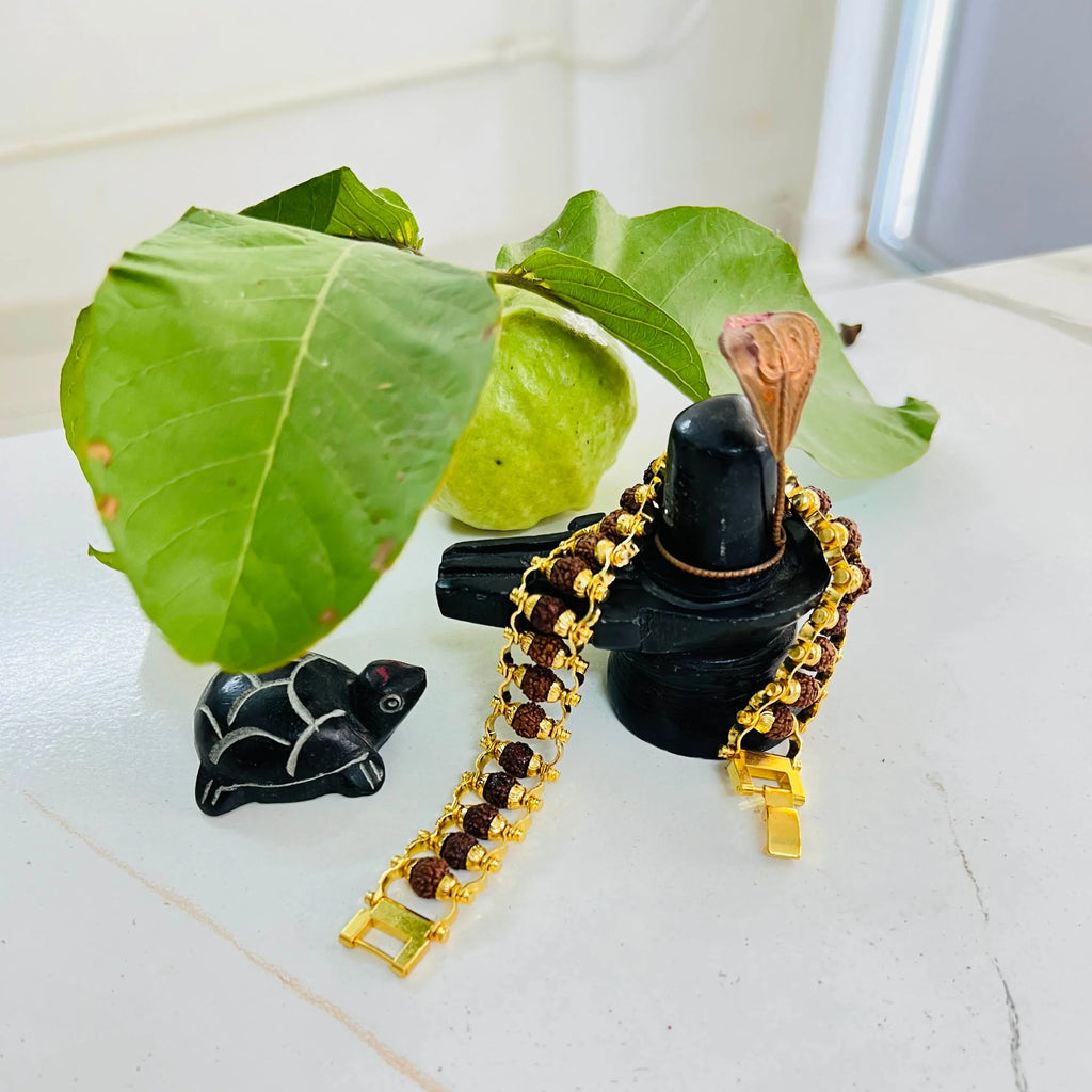 Gold Plated Rudraksha Bracelet